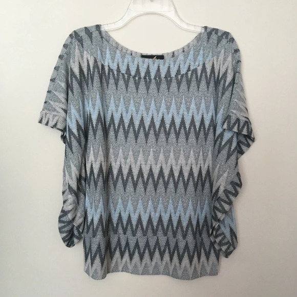 Akiko Butterfly Sleeve Zig Zag Knit Blouse M - Picture 1 of 5